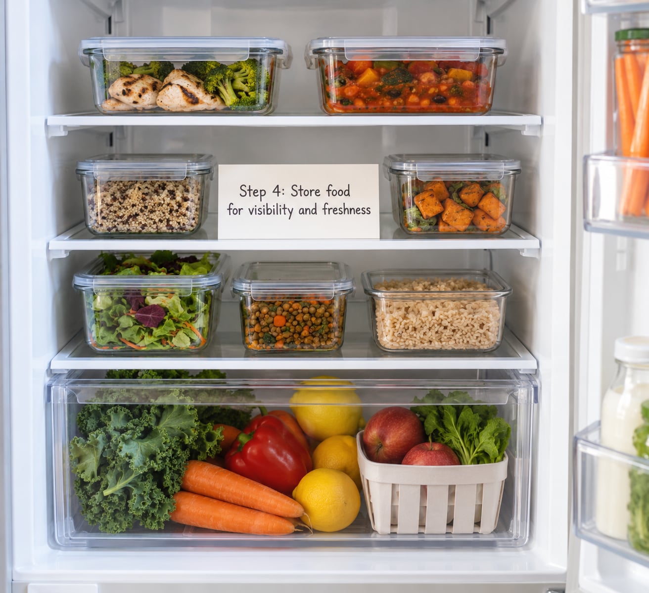 Step 4: Store food for visibility and freshness