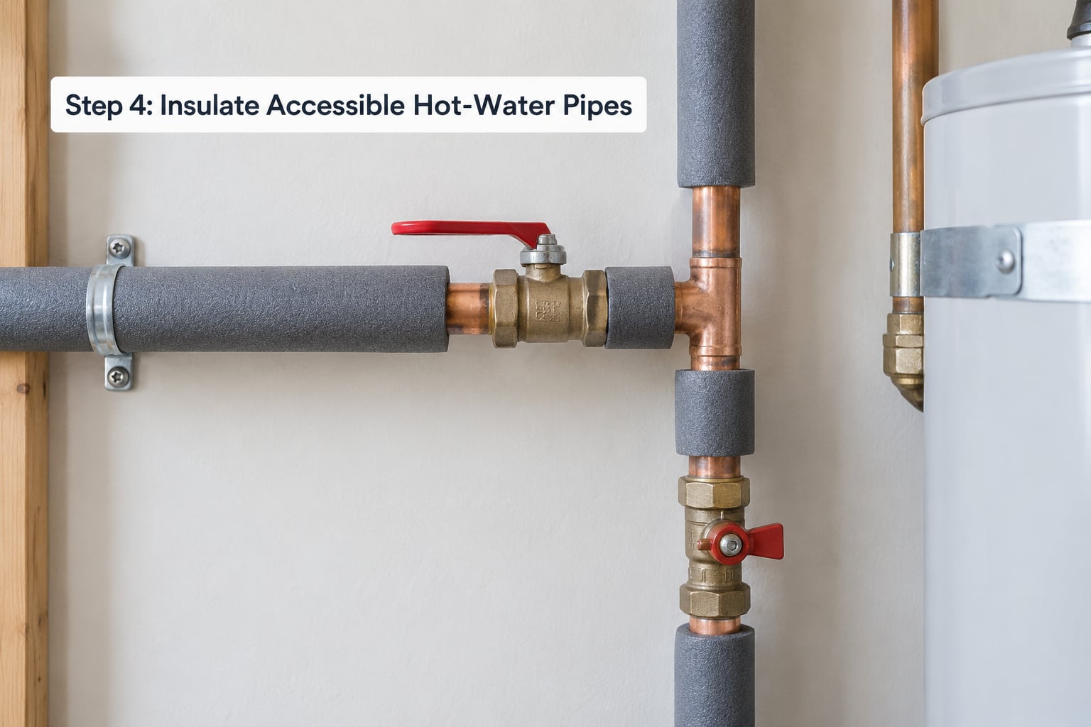 Step 4: Insulate Accessible Hot-Water Pipes