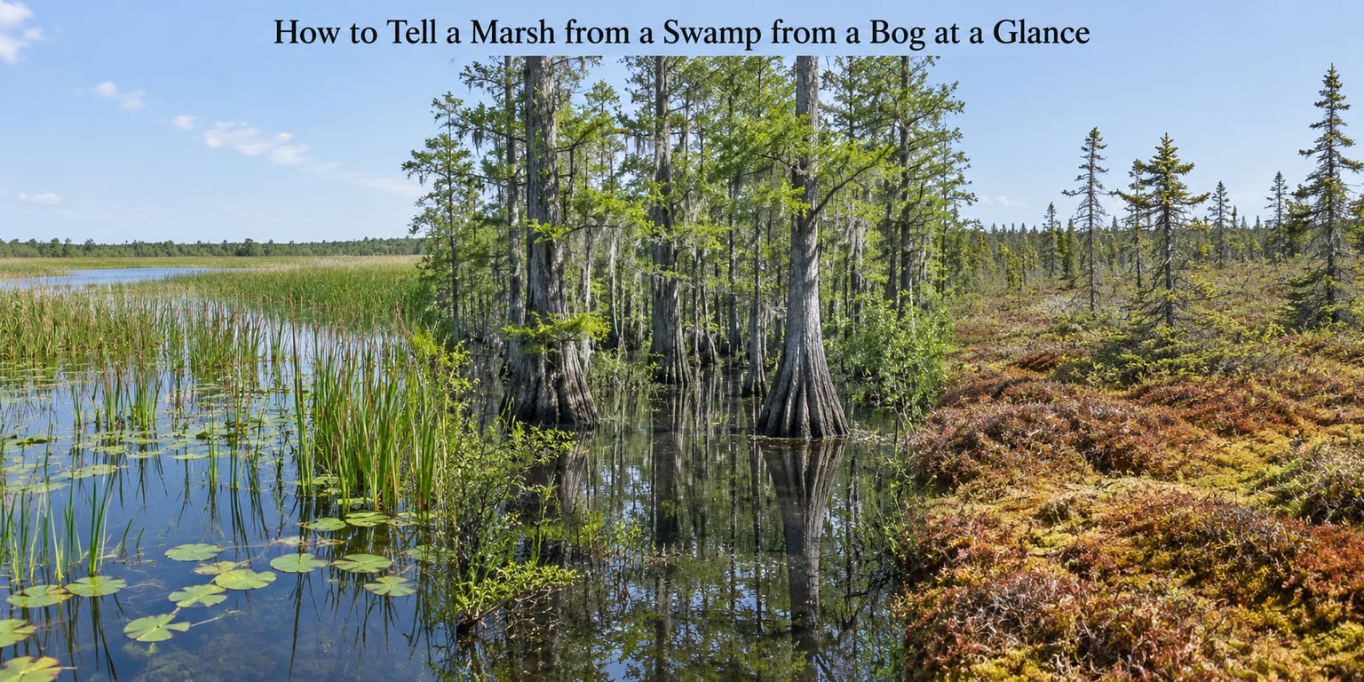 How to Tell a Marsh from a Swamp from a Bog at a Glance