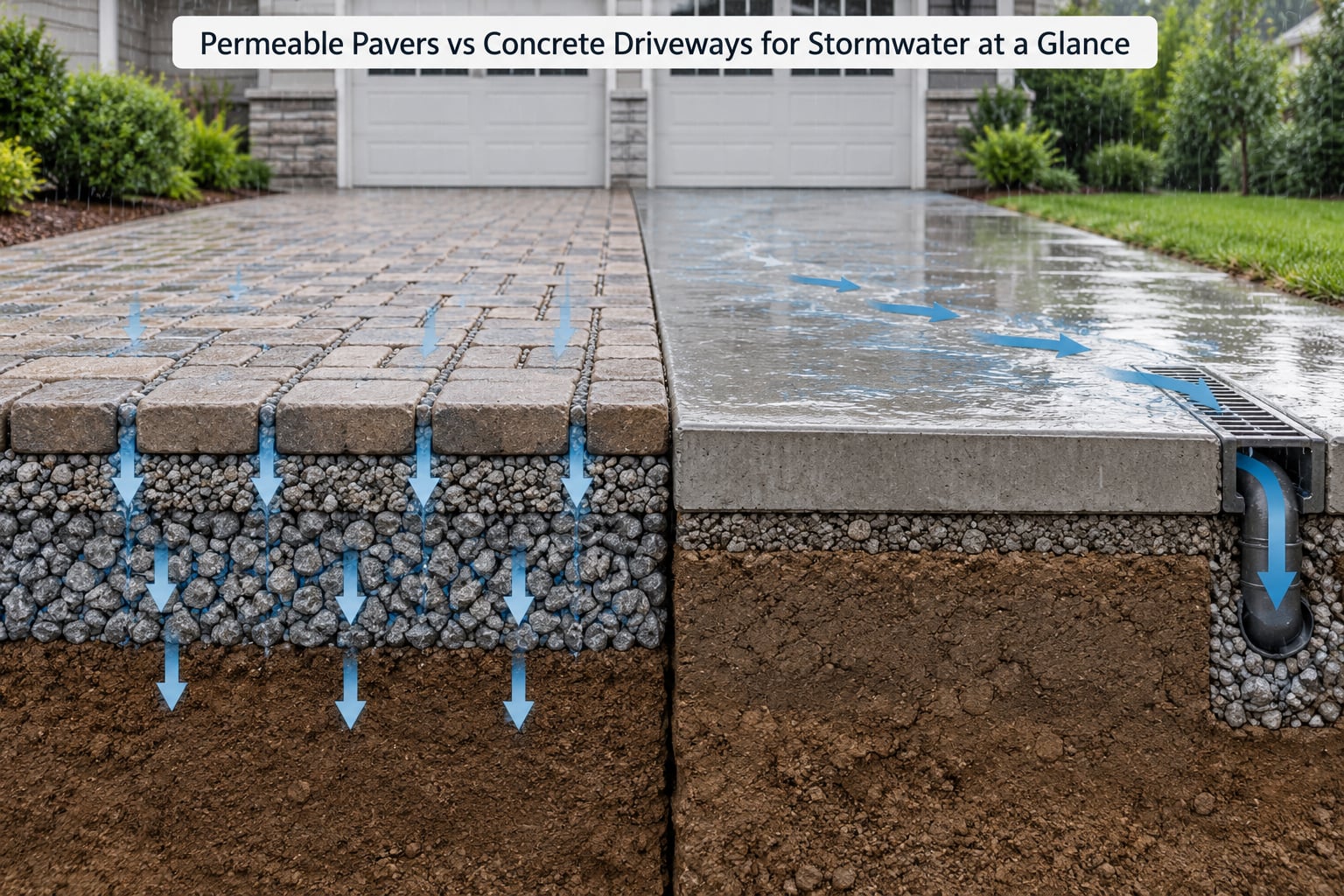Permeable Pavers vs Concrete Driveways for Stormwater at a Glance