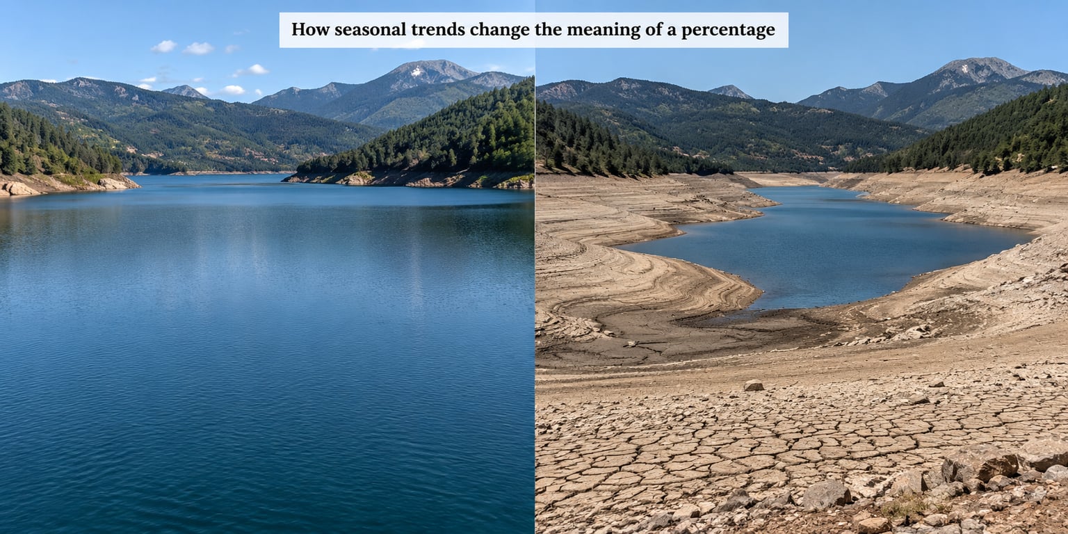 How seasonal trends change the meaning of a percentage